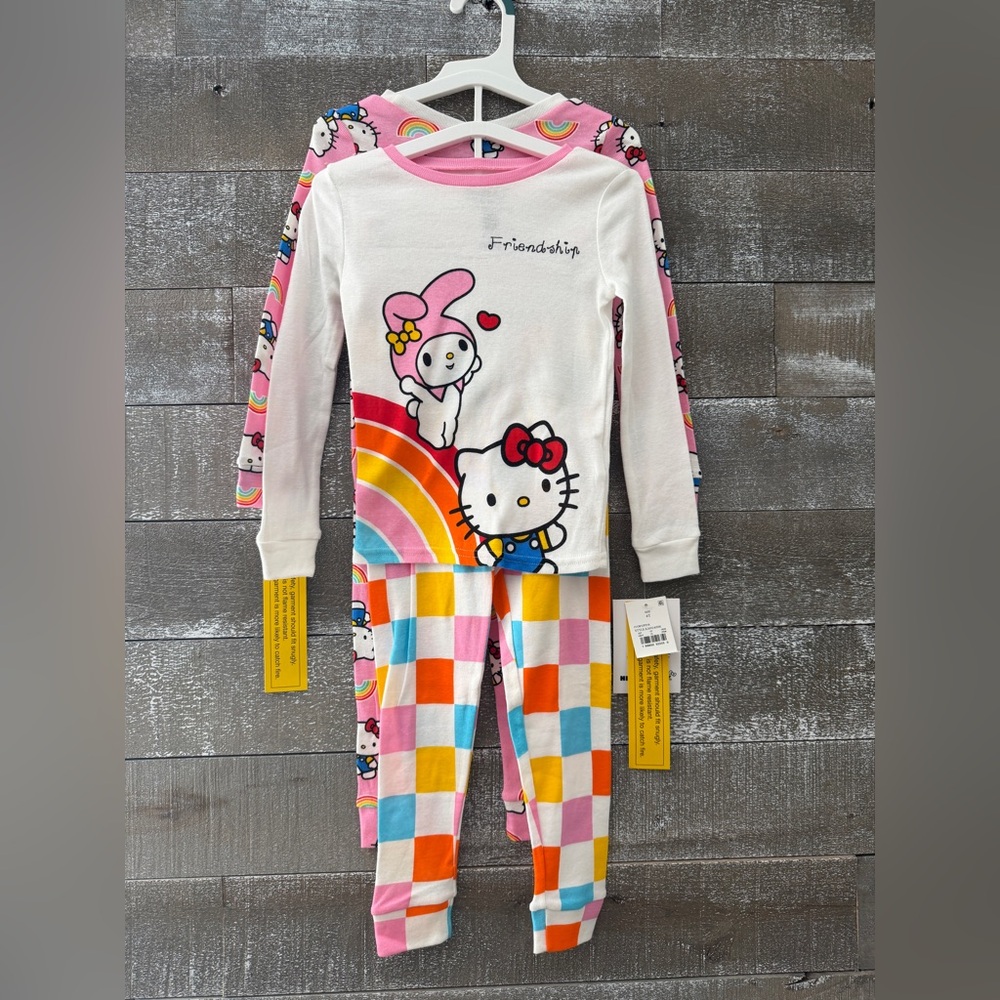 Hello Kitty Kids Pajama Set - White, Pink, Multicolor, 4T